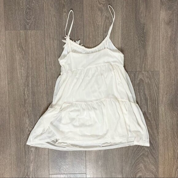 H&M Babydoll Tunic Blouse Mini Dress Ivory Floral Embroidery Y2K 2000s Small - Picture 16 of 16